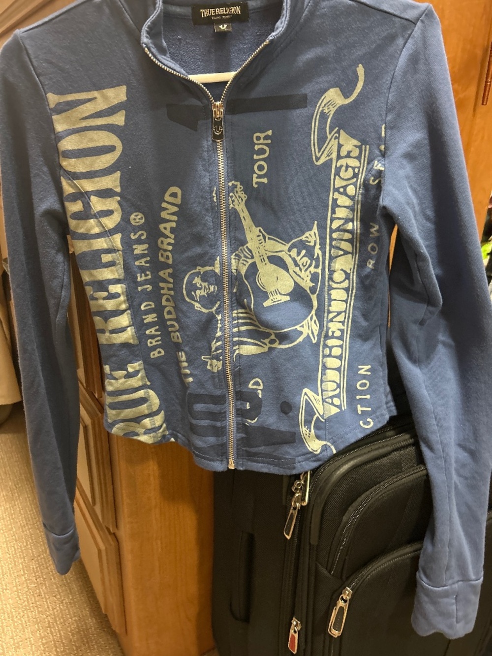 True religion front zip cropped jacket